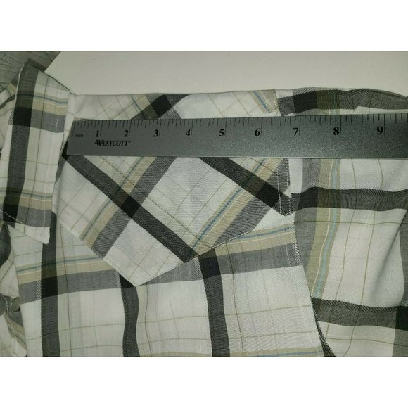 VTG Uniform Code Men's Size L/XL Pearl Snap Western Shirt Gray Khaki Plaid - Picture 5 of 8